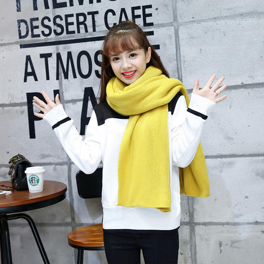 【围巾女】*.秋冬韩版针织仿羊绒围巾披肩 纯色保暖围脖加厚围巾 商品图0