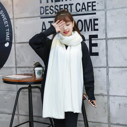 【围巾女】*.秋冬韩版针织仿羊绒围巾披肩 纯色保暖围脖加厚围巾 商品图1