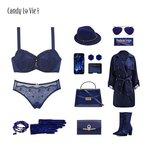 暗香配套刺绣内裤 午夜蓝低腰女三角裤 奶糖派Candy La VIE 204A005 商品图4
