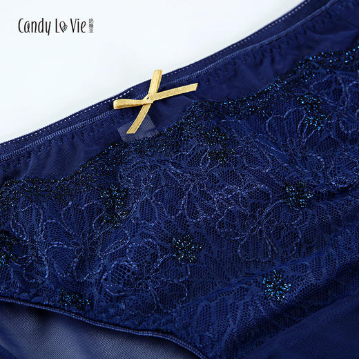 暗香配套刺绣内裤 午夜蓝低腰女三角裤 奶糖派Candy La VIE 204A005 商品图2