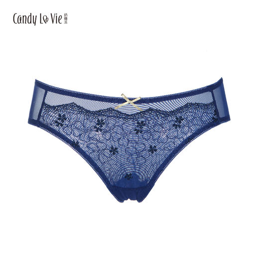 暗香配套刺绣内裤 午夜蓝低腰女三角裤 奶糖派Candy La VIE 204A005 商品图0