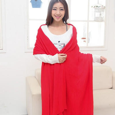 【围巾女】秋冬款男女士纯色空调披肩超长保暖情侣针织毛线围巾 商品图2