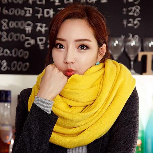 【围巾女】秋冬款男女士纯色空调披肩超长保暖情侣针织毛线围巾 商品图1