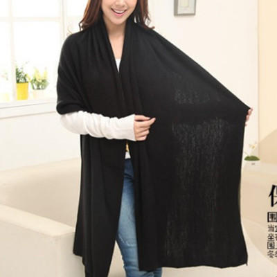 【围巾女】秋冬款男女士纯色空调披肩超长保暖情侣针织毛线围巾 商品图3