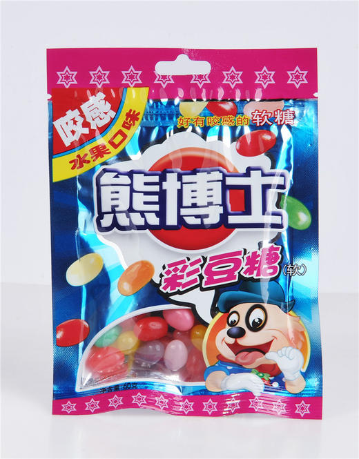 【用券专区】徐福记(糖包)熊博士60彩豆糖(水果口味)60g 商品图0