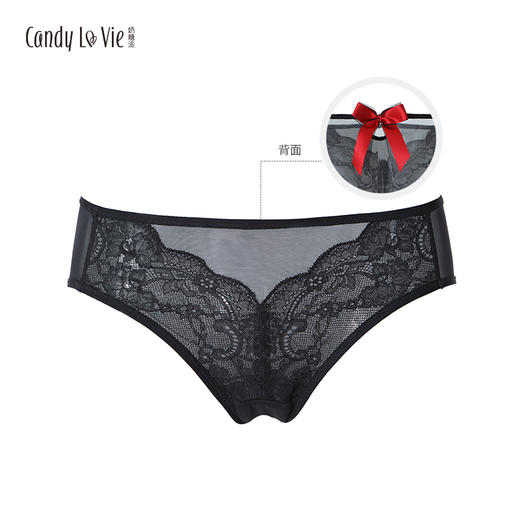 奶糖派 告白红撞黑低腰网纱 大蝴蝶结 圣诞三角女士内裤 商品图0