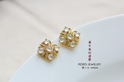 拜占庭款翡翠耳夹/耳钉（需定制） 商品图1