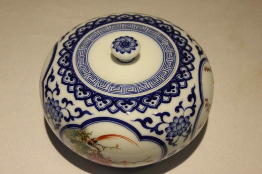 诚德轩景德镇瓷器斗彩茶叶罐开堂四季花鸟35号茶叶罐 商品图2