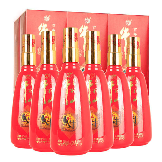 【推荐】清仓  牛栏山百年 二锅头 金喜牛 白酒42度 500ml*6瓶 整箱 商品图0