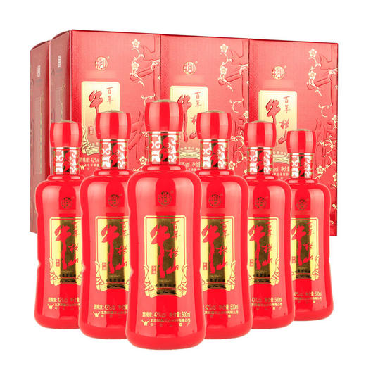 【推荐】牛栏山 百年牛栏山 42度整箱 500ml*6瓶 白酒 红瓶 浓香型白酒 整箱 商品图1
