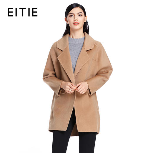 EITIE爱特爱女装秋冬OL直筒中长款呢子大衣长袖毛呢外套5614313 商品图0