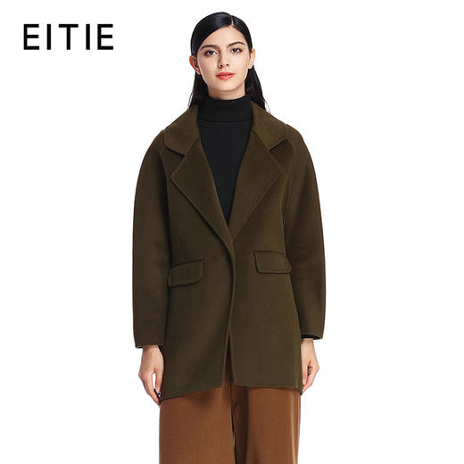 EITIE爱特爱女装秋冬OL直筒中长款呢子大衣长袖毛呢外套5614313 商品图1