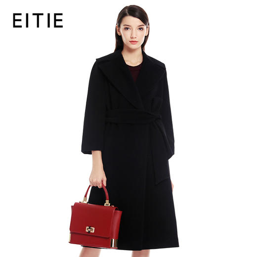2-EITIE爱特爱女装秋冬翻领羊毛毛呢外套系带收腰时尚大衣5414123 商品图1