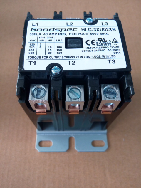 HLC-3XU02XB(3P/30A/208-240VAC)空调接触器