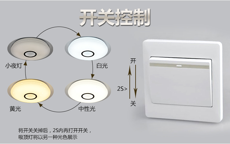 吸顶灯 温馨客厅卧室灯 简约灯饰灯具遥控器墙壁开关无级调光调色48w