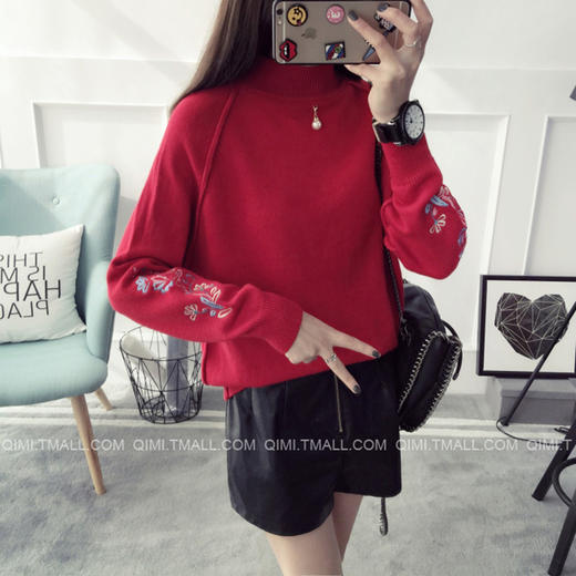 【毛衣】韩版秋冬女装套头毛衣外套女款宽松针织衫半高领毛衫女 商品图3