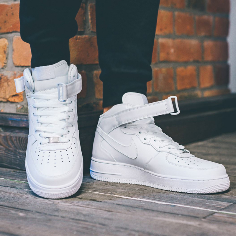 耐克空军一号男鞋air force 1高帮纯白女鞋冬季af1