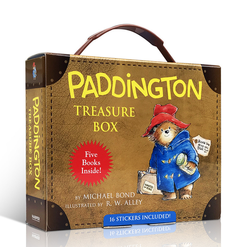 英文原版 paddington treasure box 帕丁顿熊5册绘本手提袋礼盒装 送