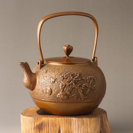 朱炳仁铜梅花壶 茶壶 紫铜铜壶 茶具 茶道礼品 工艺品摆件 商品图1