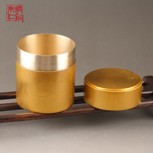 朱炳仁铜梅雪争春茶叶罐 纯铜创意摆件装饰品工艺品精品茶道用具 商品图4