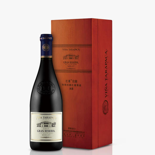 智利红蔓庄园特级珍藏美露红葡萄酒木盒装750ml 商品图0