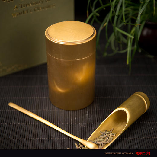 朱炳仁铜 茶海3件套 茶勺+茶叶罐+茶则 抑菌铜茶道套装礼品 商品图4