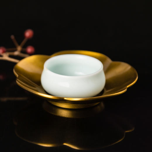 朱炳仁铜茶道 个性梅花碟 抑菌铜茶盘 茶碟茶托 点心盘 建水 商品图1