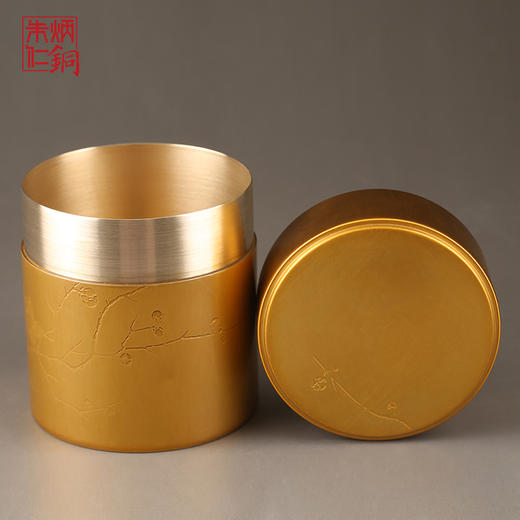 朱炳仁铜梅雪争春茶叶罐 纯铜创意摆件装饰品工艺品精品茶道用具 商品图2