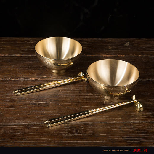 朱炳仁铜 抑菌铜碗饭碗 万寿无疆寿宴套装 餐具家居饰品 家用礼品 商品图4
