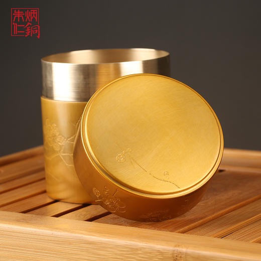朱炳仁铜梅雪争春茶叶罐 纯铜创意摆件装饰品工艺品精品茶道用具 商品图3