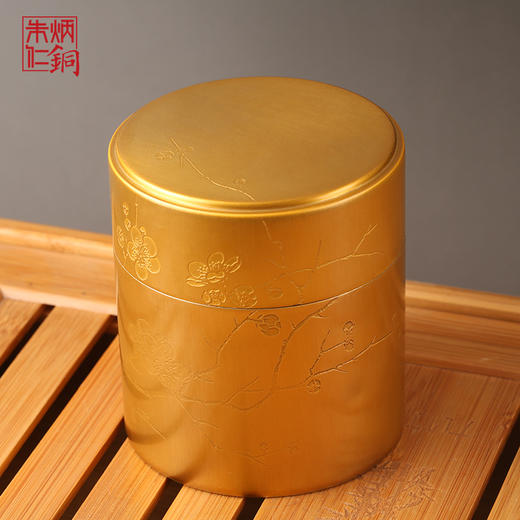 朱炳仁铜梅雪争春茶叶罐 纯铜创意摆件装饰品工艺品精品茶道用具 商品图0