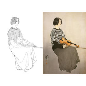 何家英竖幅工笔现代人物仕女白描底稿《无声》-多种白描尺寸可选-ZV23