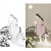 何家英竖幅工笔传统仕女人物白描底稿-四大美女之《貂蝉拜月》ZV29 商品缩略图0
