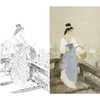 何家英竖幅工笔传统仕女人物白描底稿-四大美女之《西施浣纱》-多种白描尺寸可选-ZV30 商品缩略图0