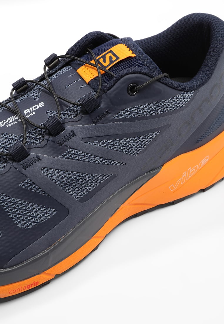 salomon sense ride - 跑鞋 trail - navy blazer/bright marigold