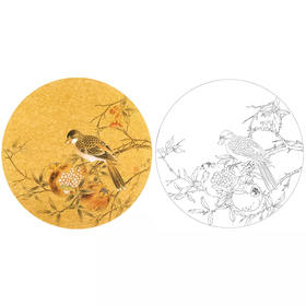 工笔花鸟白描底稿-石榴小品-A403