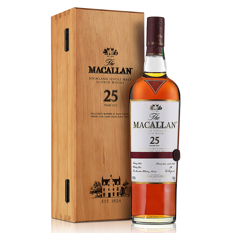 macallan麦卡伦25年700ml苏格兰单一麦芽原装进口威士忌雪莉桶