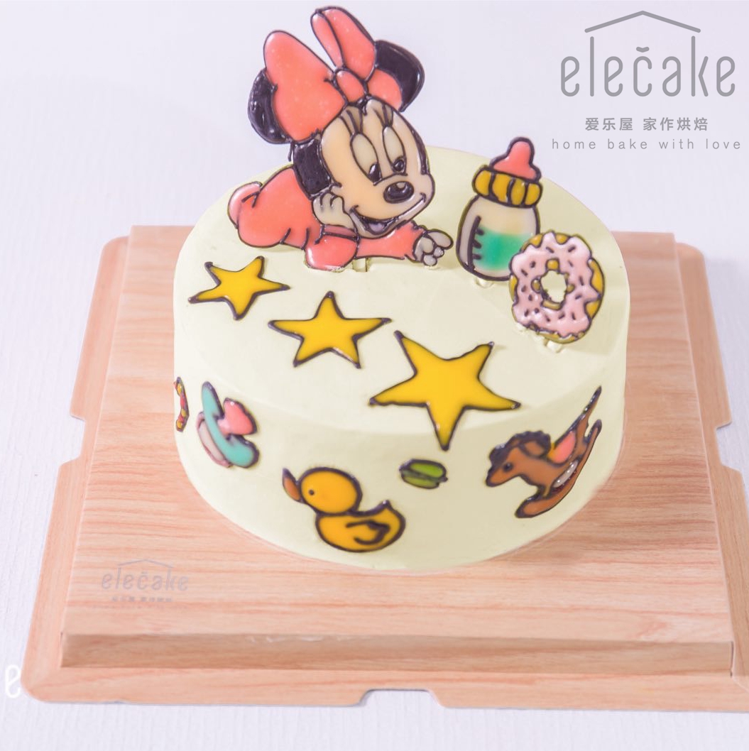 米妮宝宝芝士转印蛋糕minnie cheese coating transfer cake