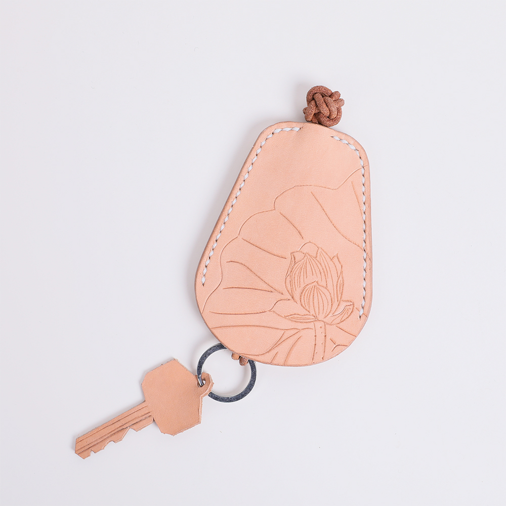 【已售罄勿拍】皮雕荷花钥匙包︱出尘离染，清洁无瑕