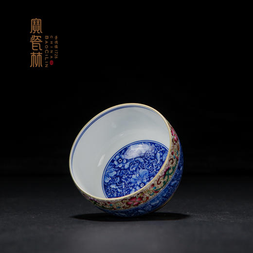 宝瓷林珐琅彩青花万花碟翠杯 商品图3