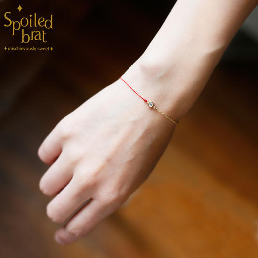 SpoiledBart Jewelry 14K注金 锆石 红绳 幸运手链 商品图2