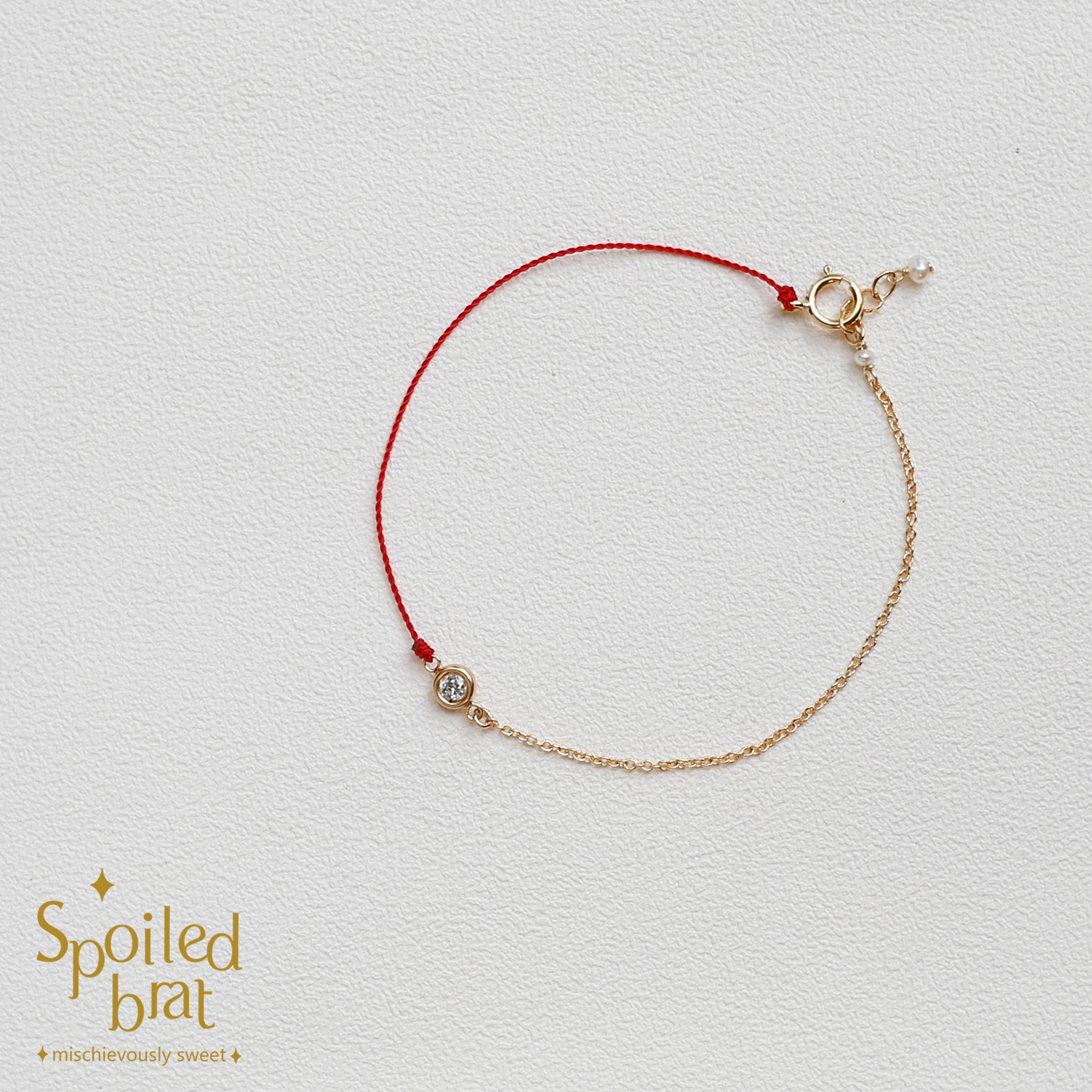 SpoiledBart Jewelry 14K注金 锆石 红绳 幸运手链