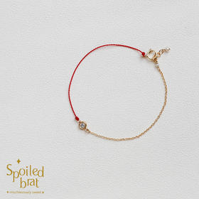 SpoiledBart Jewelry 14K注金 锆石 红绳 幸运手链