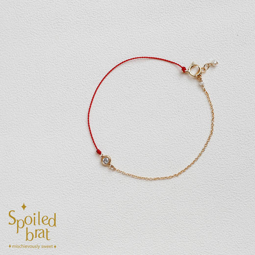 SpoiledBart Jewelry 14K注金 锆石 红绳 幸运手链 商品图0