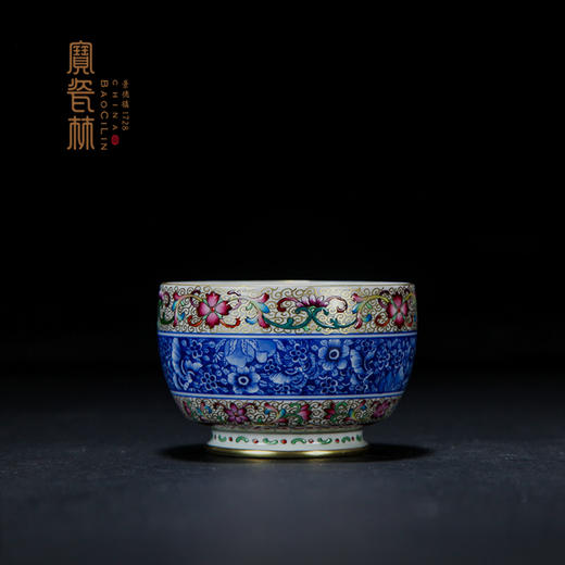 宝瓷林珐琅彩青花万花碟翠杯 商品图1