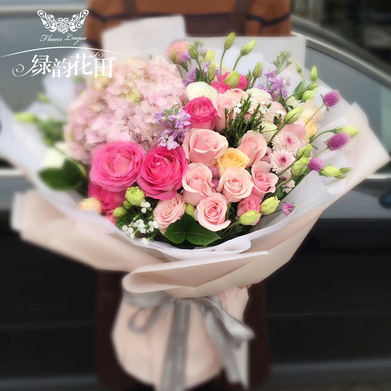 混搭玫瑰鲜花时尚花束-送女朋友老婆妈妈生日情人节节日祝福