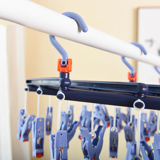 晾袜子衣架多夹子 多功能折叠伸缩衣架 内衣家用多头夹秒收晾衣夹【D】 商品图4