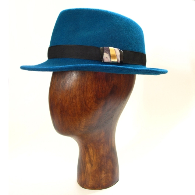 法国品牌 孔雀蓝羊毛毡帽 | kilin" peacock blue trilby(含邮含税)