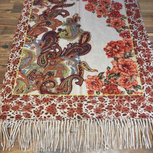 纯山羊绒印花双层带大披肩（原价3198） 商品图1