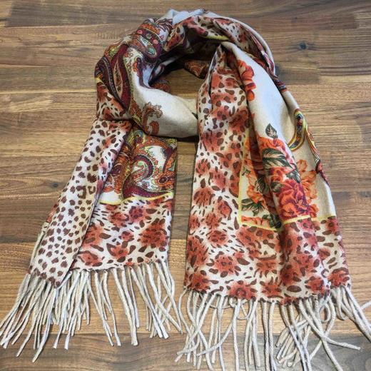 纯山羊绒印花双层带大披肩（原价3198） 商品图3